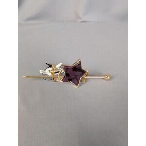 Purple & gold stars stick hair accessory - NWT hairpin
